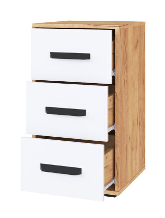 Тумба с ящиками Квартет-13, Дуб крафт золотой/Белый 