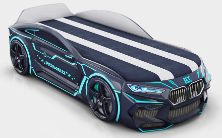 Кровать-машина Romeo-М Neon с матрасом и ящиком для белья 