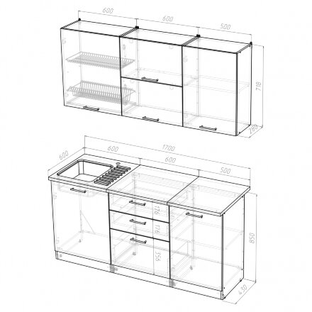 Кухонный гарнитур Лира экстра, 170 см 